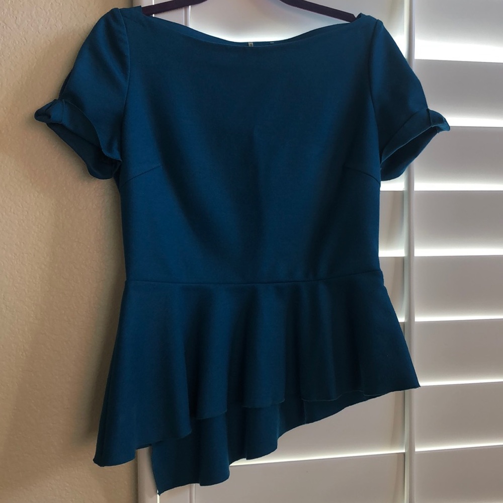 Elie Tahari blue wool peplum top